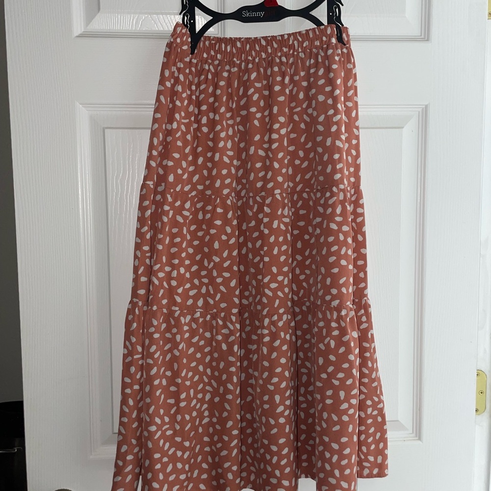 Pink and Orange Tiered Maxi Skirt for Casual Resort Wear